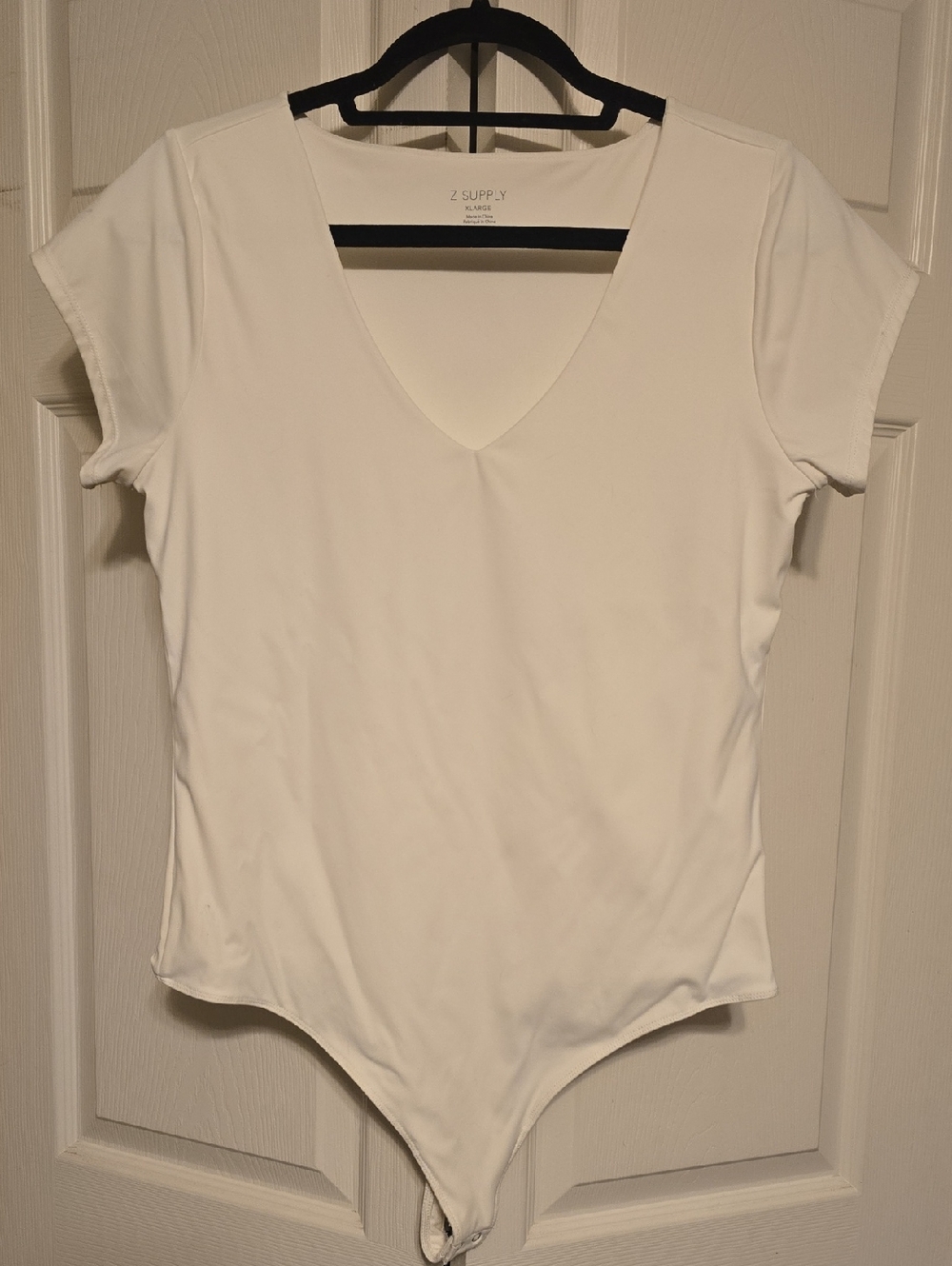 Z Supply White V-Neck Short Sleeve Bodysuit
